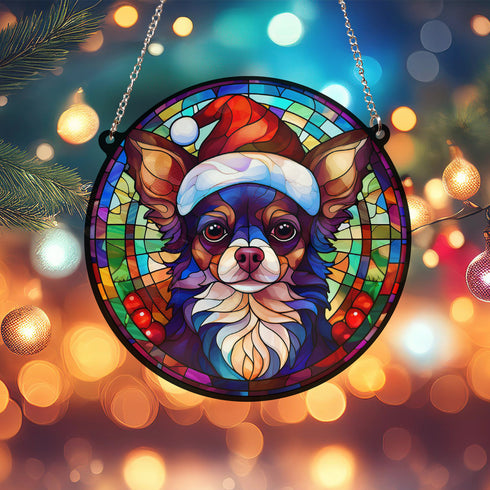 Chihuahua Black Christmas Suncatcher